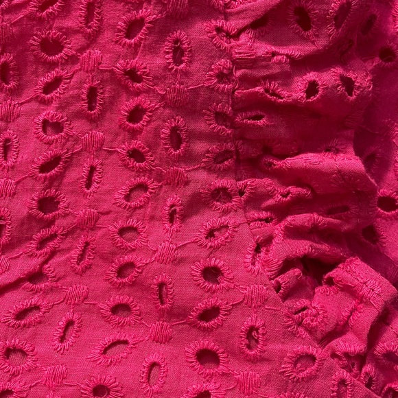 Women’s Fuchsia Cotton Eyelet Pocketed Lined Dress - Picture 11 of 12